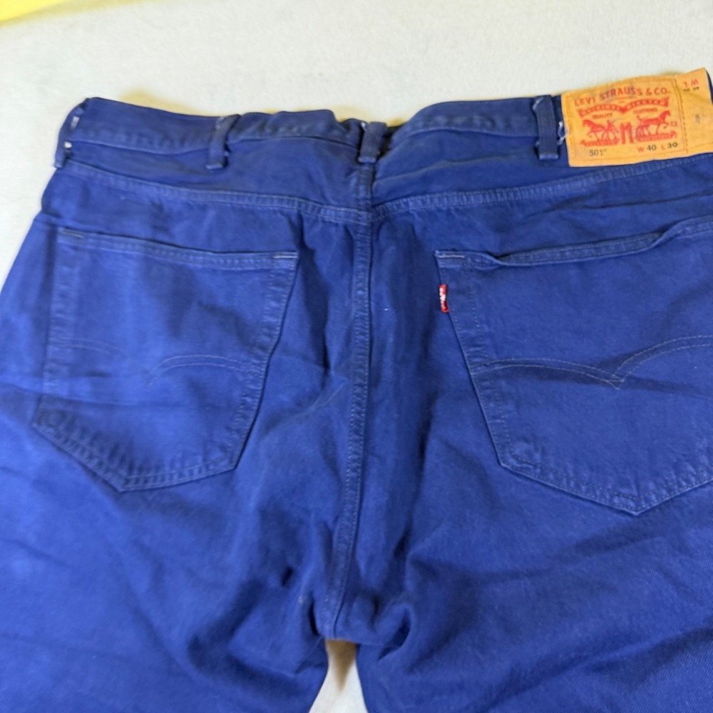 Levis 501 Original Fit Jeans Mens 40x30 Cobalt Blue Straight Leg Button Fly 501-